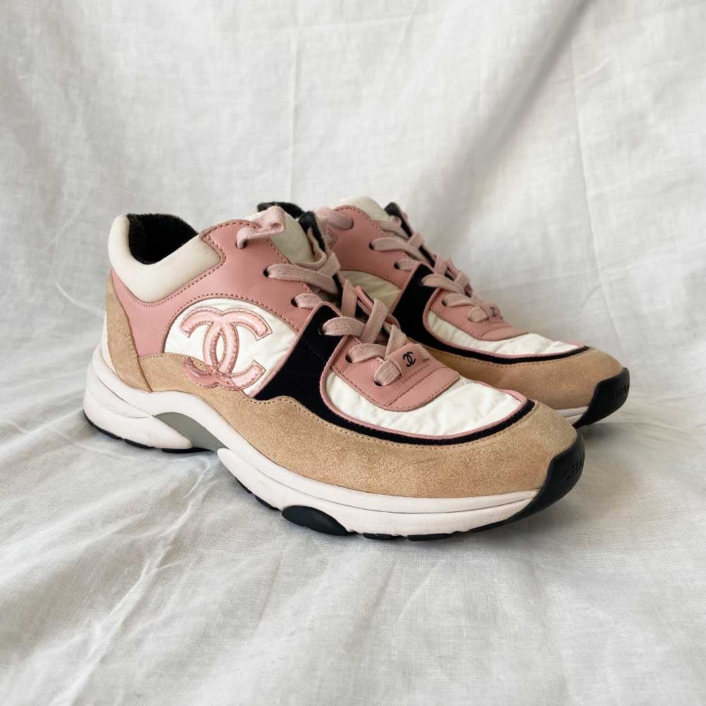 Chanel 2019 Interlocking CC Logo Sneakers Pink, 37.5 - BOPF | Business of Preloved Fashion