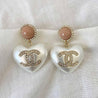 Chanel 21B Heart Pearl Crystal CC Logo Pink Dangle Earrings - BOPF | Business of Preloved Fashion