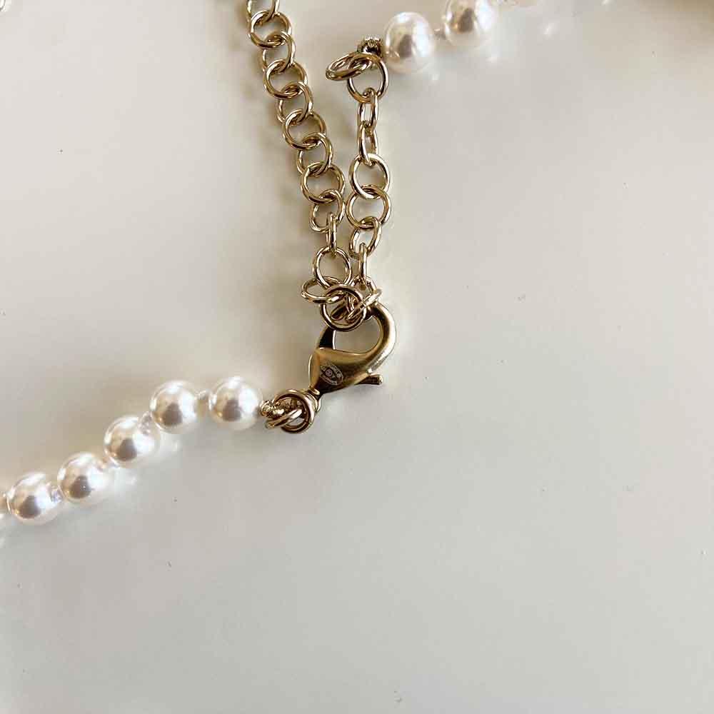 Chanel 21B Heart Pearl White Crystal CC Necklace - BOPF | Business of Preloved Fashion