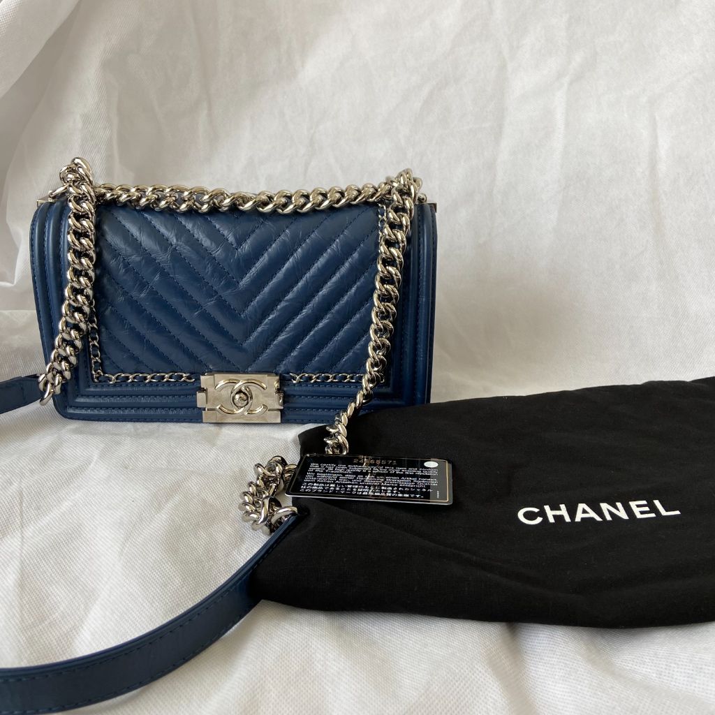 Chanel Aged Calfskin Chevron Quilted Medium Jacket Boy Flap - BOPF | Business of Preloved Fashion