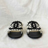 Chanel Black 20p White Pearl Embroidery Beaded Slides, 37C - BOPF | Business of Preloved Fashion