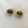 Chanel black and gold round vintage CC earrings - BOPF | Business of Preloved Fashion