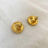 Chanel black and gold round vintage CC earrings - BOPF | Business of Preloved Fashion