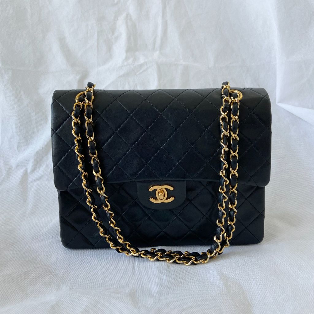 Chanel Vintage Black Quilted Velvet CC Top Handle Mini Kelly Bag