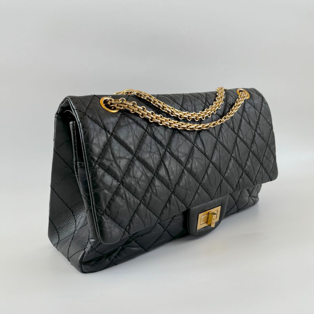Chanel Black Leather Maxi 2.55 shoulder flap bag - BOPF