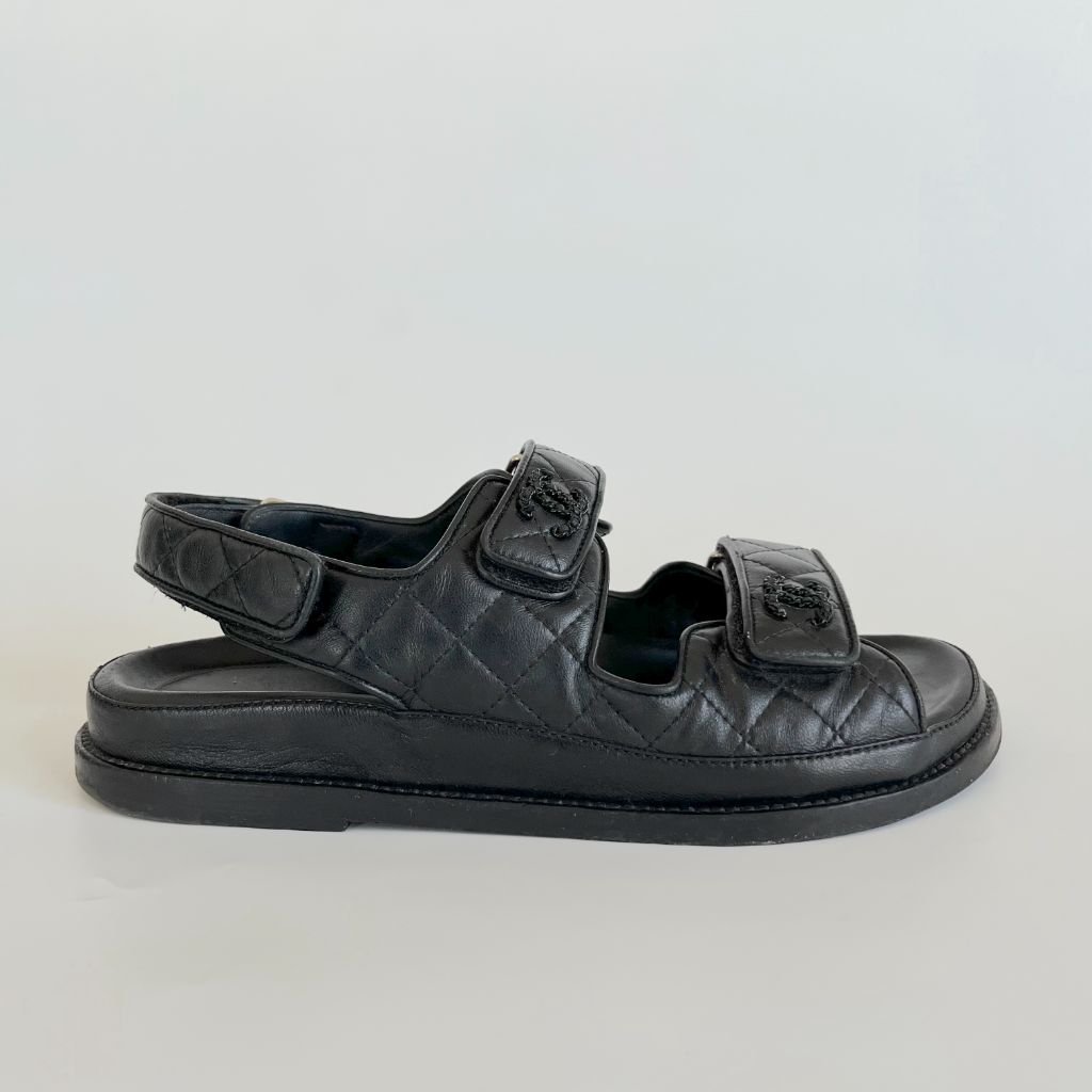Chanel Black Leather Quilted Dad Shoes, 38C - BOPF | Business of Preloved Fashion