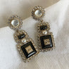 Chanel black pearl no5 perfume bottle drop large crystal border earrings - BOPF | Business of Preloved Fashion