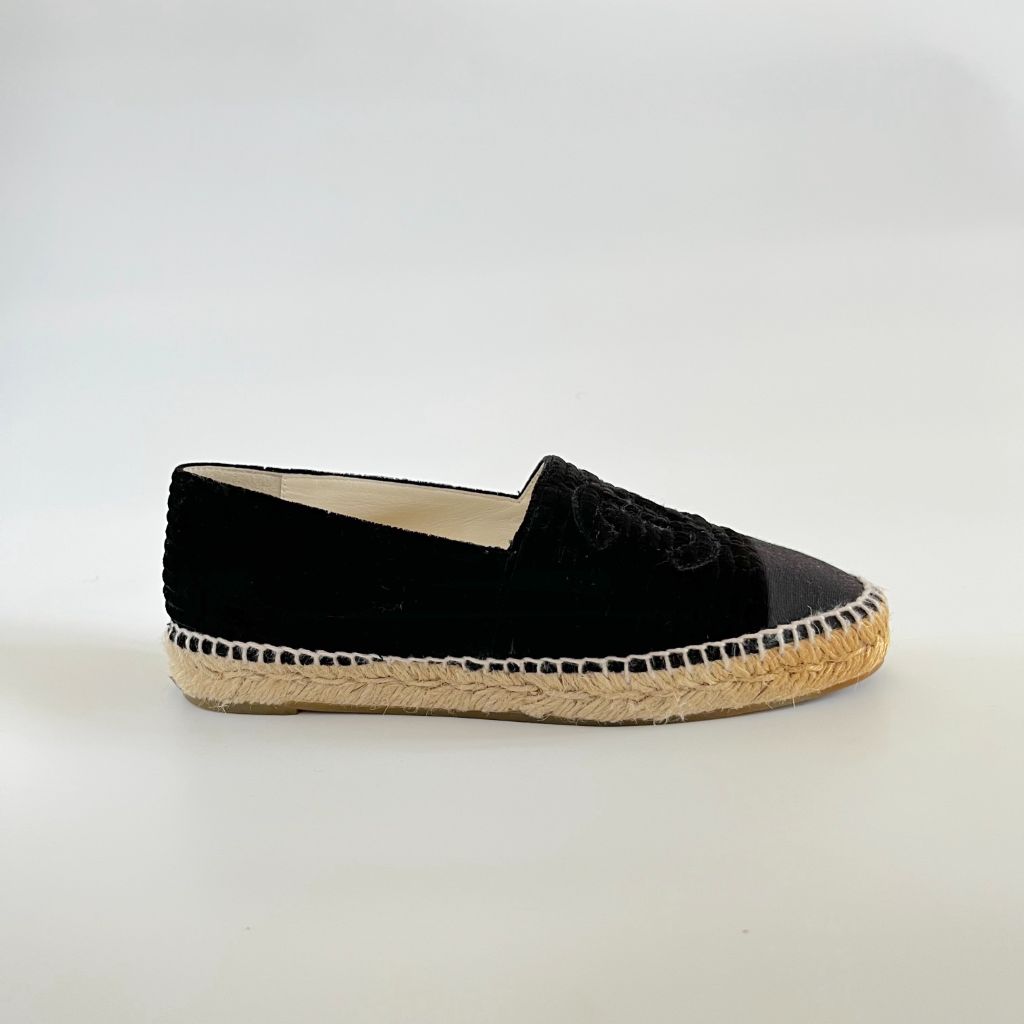 Chanel Black Velvet CC Espadrilles, 38 - BOPF | Business of Preloved Fashion