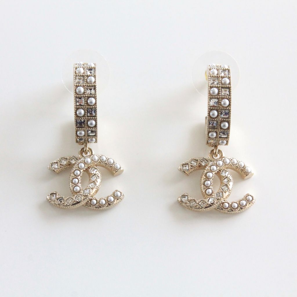 Chanel CC Boucles D'Orielles Dangle Hoop Earrings - BOPF | Business of Preloved Fashion