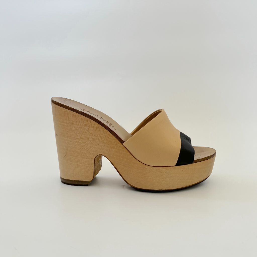 Burberry black leather chunky heel sandal heels , 37 - BOPF