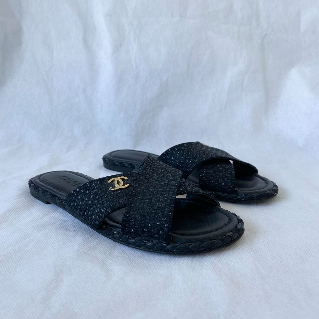 Chanel cross discount sandals