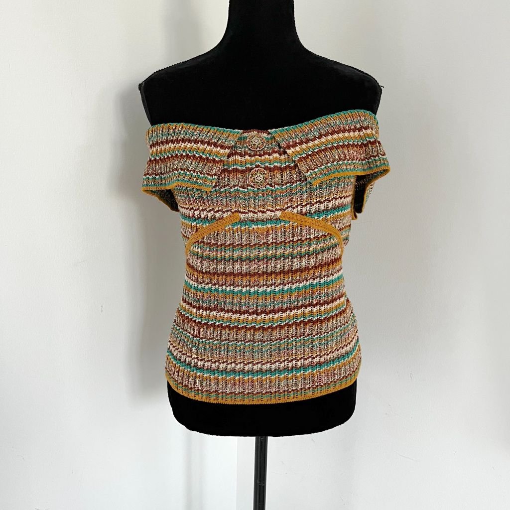 Chanel Knitted Off-Shoulder Multicolor Top - BOPF | Business of Preloved Fashion