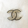 Chanel large Light Gold, Black and Crystal brooch - BOPF | Business of Preloved Fashion
