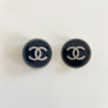 Chanel large round CC black enamel clip-on earrings - BOPF | Business of Preloved Fashion