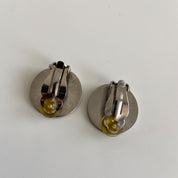 Chanel large round CC black enamel clip-on earrings - BOPF | Business of Preloved Fashion