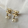 Chanel light gold-tone pearl drop earrings - BOPF | Business of Preloved Fashion