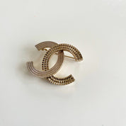 Chanel light gold-tone textured brooch - BOPF | Business of Preloved Fashion