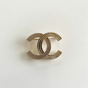 Chanel light gold-tone textured brooch - BOPF | Business of Preloved Fashion