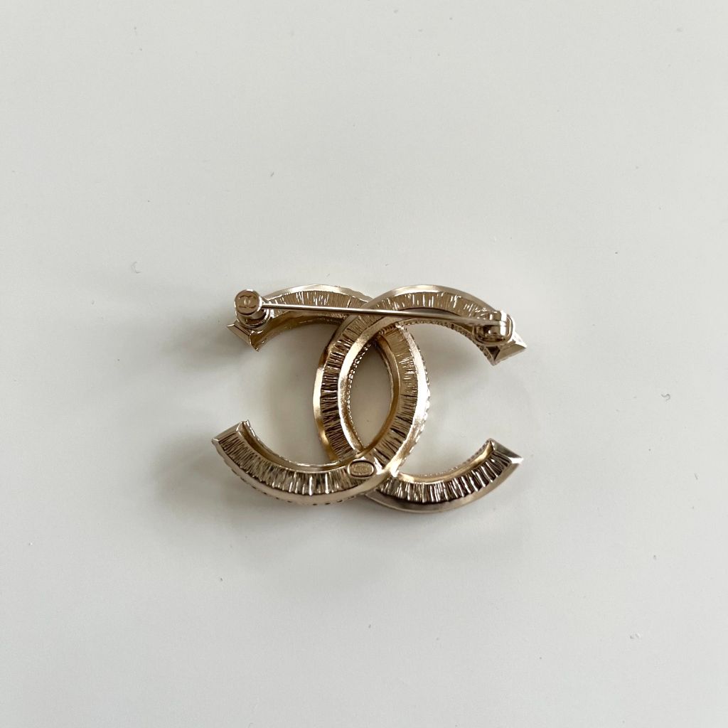 Chanel light gold-tone textured brooch - BOPF | Business of Preloved Fashion