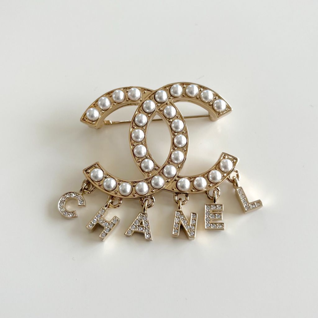 Vintage Chanel Pearl Logo Brooch  Vintage  Jennifer Gibson Jewellery