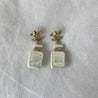 Chanel Pearl Resin Crystal CC No 5 Perfume Bottle Drop Earrings Gold Pearly White - BOPF | Business of Preloved Fashion