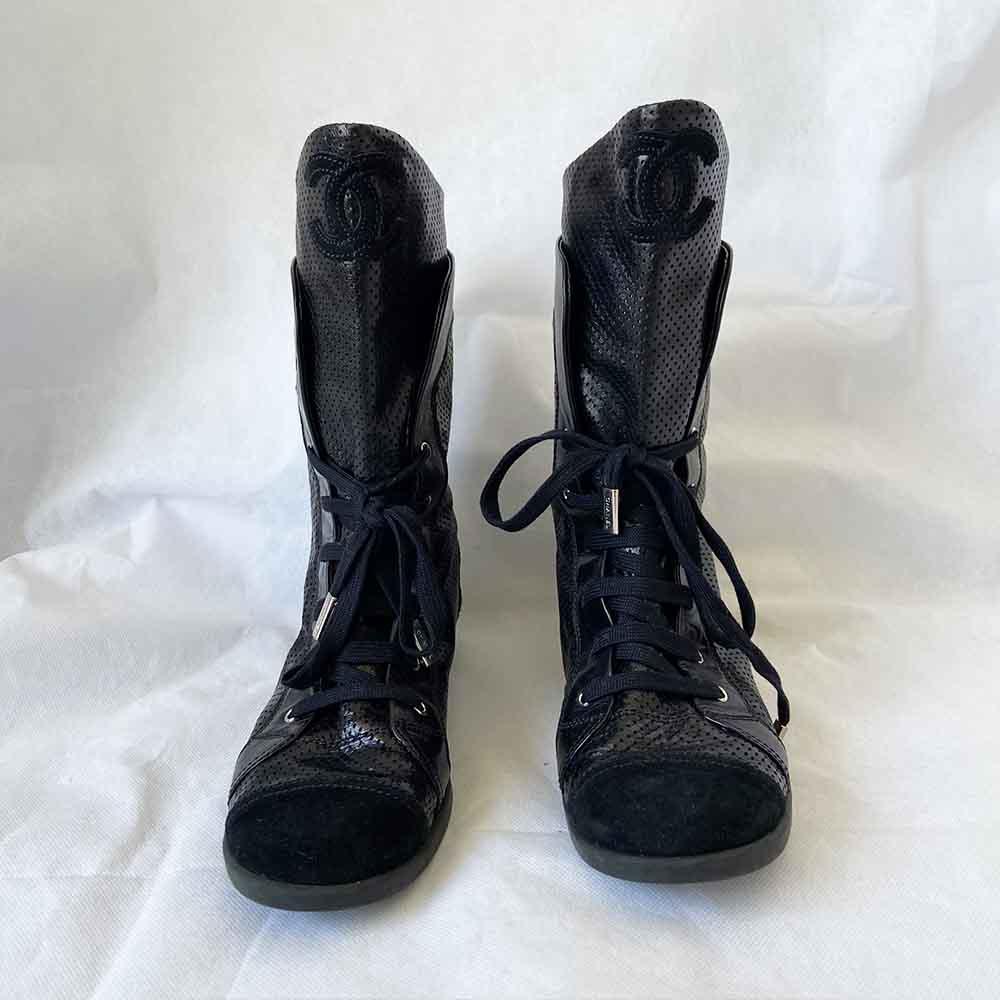 Chanel Perforated High Top Boots, 39 - BOPF | Business of Preloved Fashion