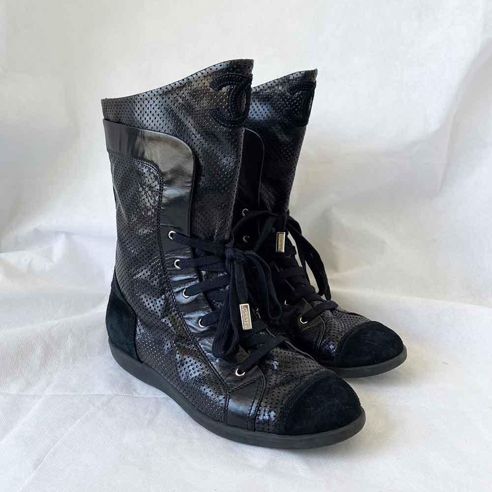 Chanel Perforated High Top Boots, 39 - BOPF | Business of Preloved Fashion