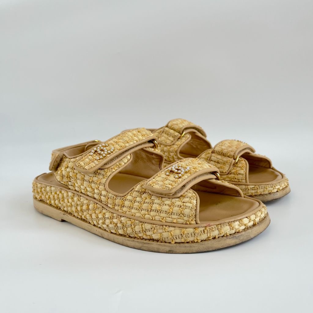 Dad sandals leather sandal Chanel Beige size 39.5 EU in Leather - 29755760