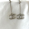 Chanel Silver Iconic Large Cc Logo Crystal Chain Drop Earrings - BOPF | Business of Preloved Fashion