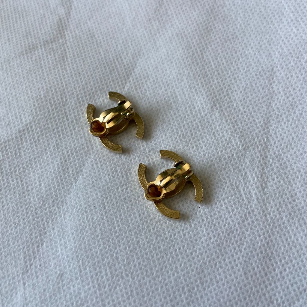 Chanel Vintage Gold Clip on CC Earrings - BOPF | Business of Preloved Fashion