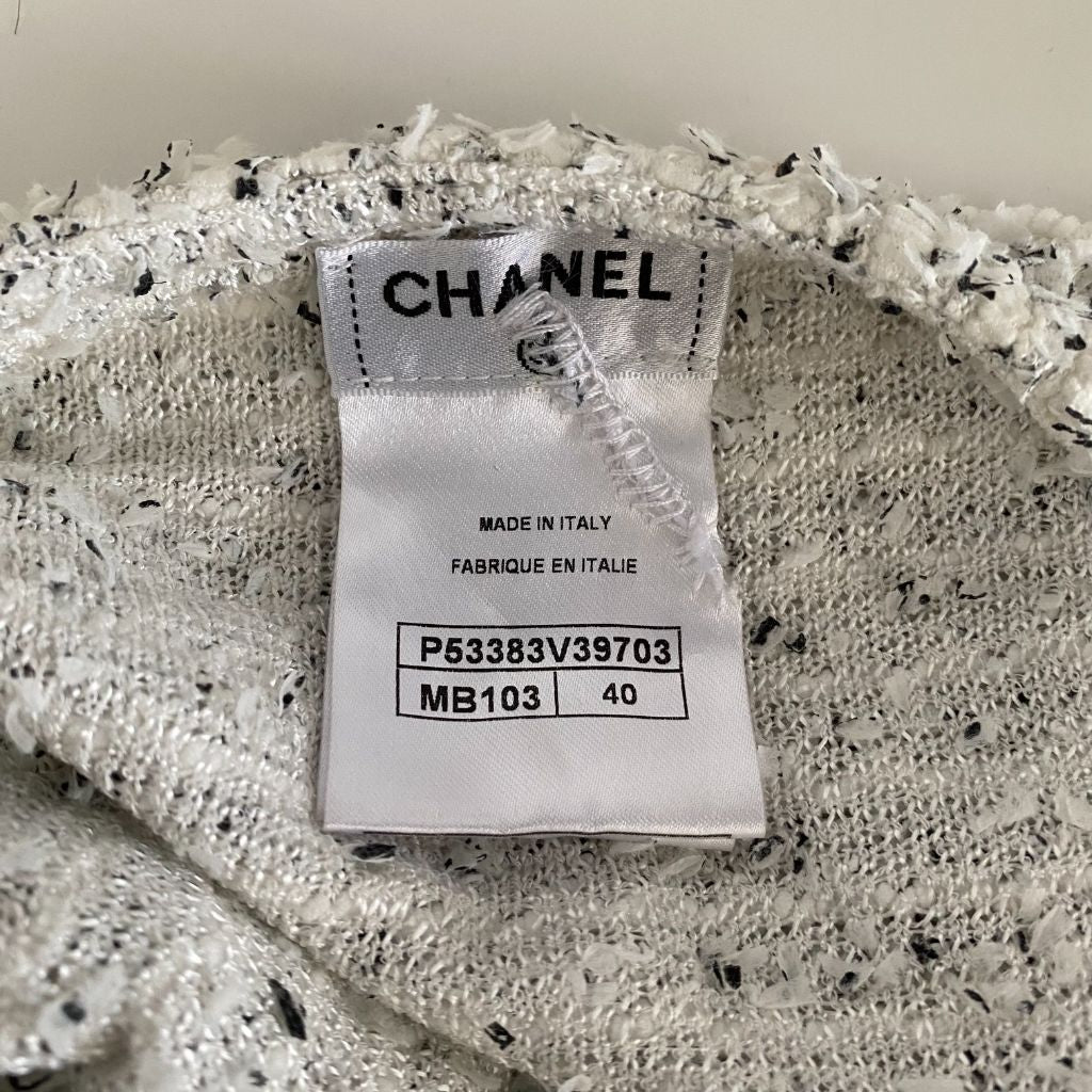 Chanel white long sleeve tweed top - BOPF | Business of Preloved Fashion