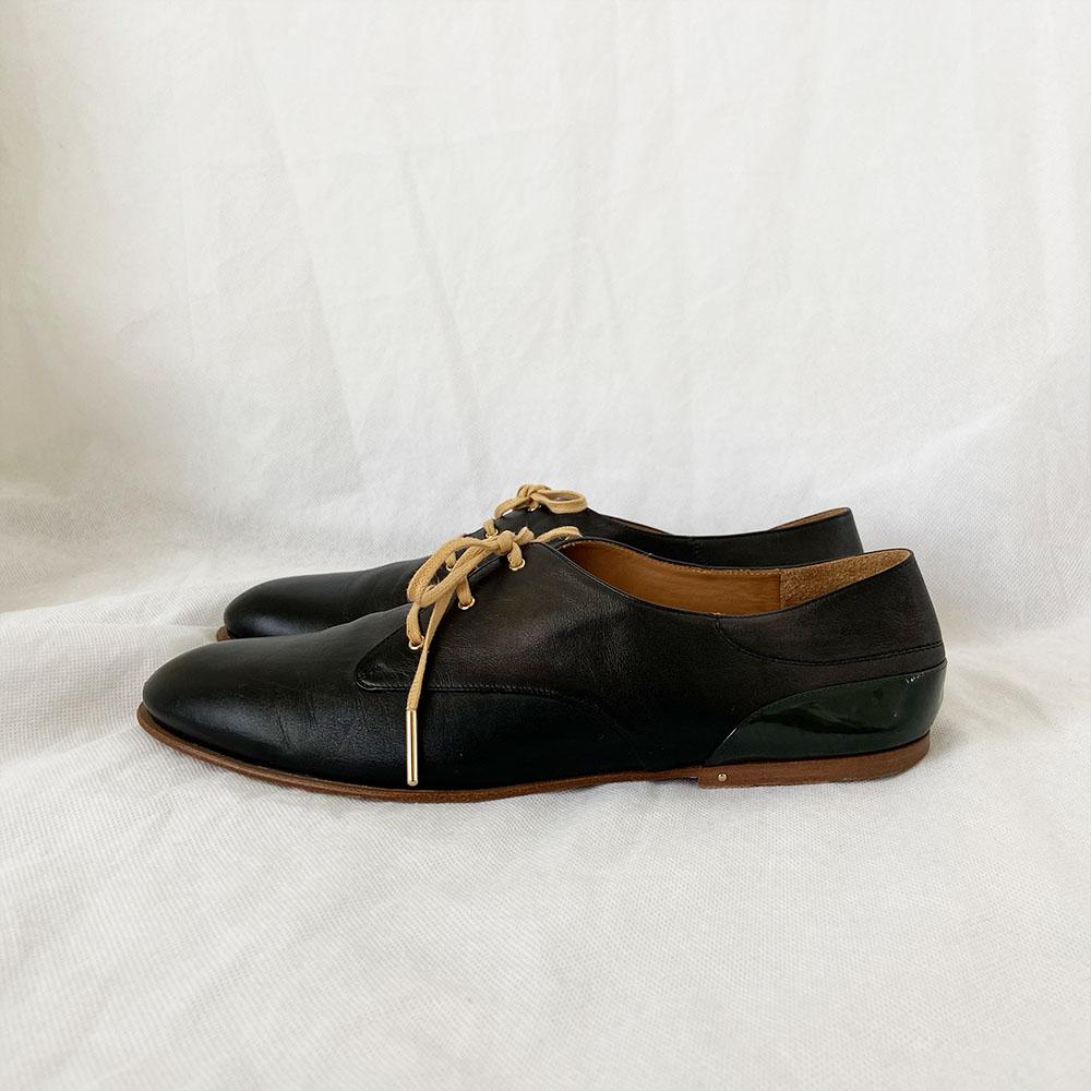 Chloé Black Leather Lace up Oxford, 40.5 - BOPF | Business of Preloved Fashion