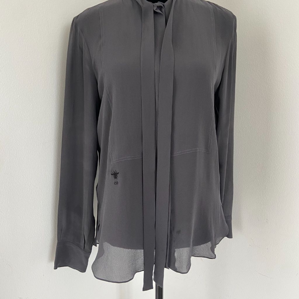 Christian Dior Grey Silk Blouse - BOPF | Business of Preloved Fashion