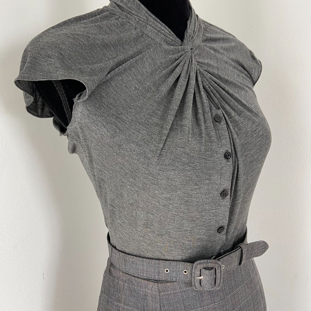 Christian Dior grey sleeveless plaid dress with belt - BOPF | Business of Preloved Fashion Christian Dior grey sleeveless plaid dress with belt - BOPF | Business of Preloved Fashion
