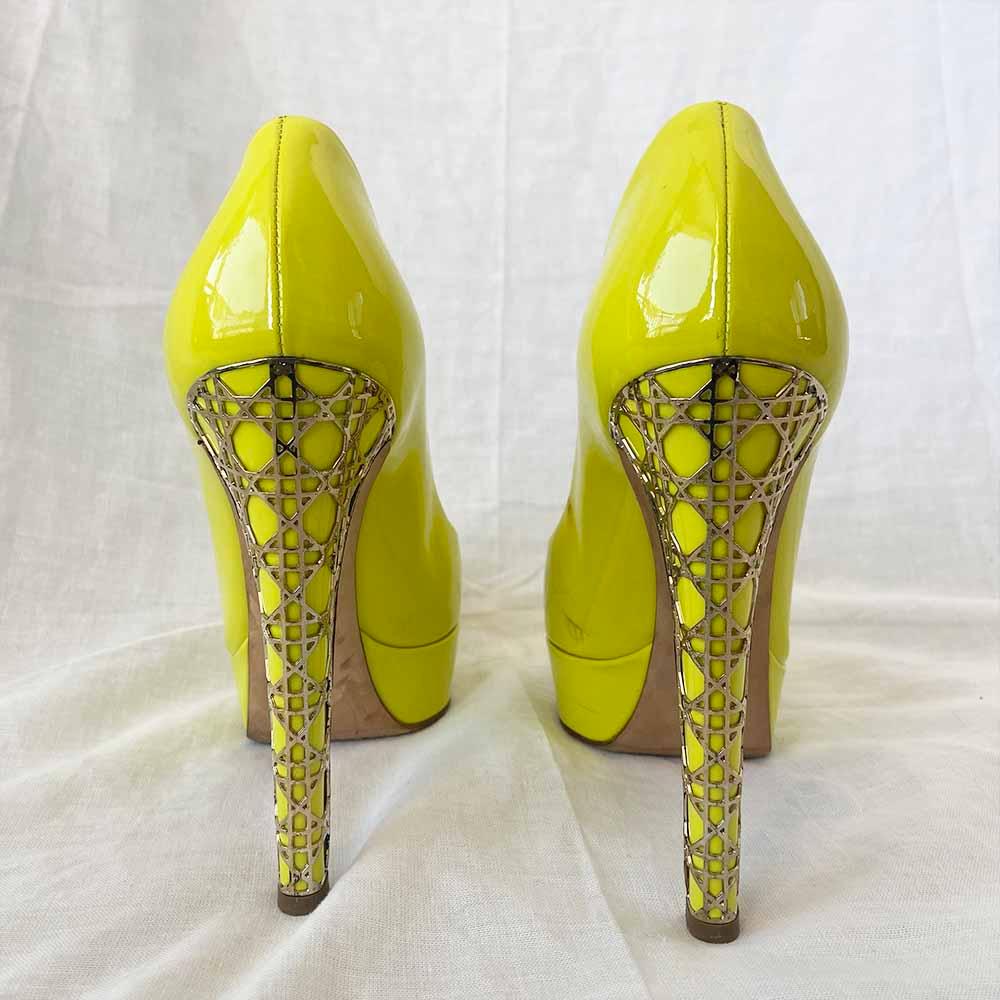 Christian Dior Neon Yellow Cannage Heel Pumps, 39.5 - BOPF | Business of Preloved Fashion