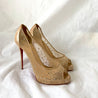 Christian Louboutin Beige Suede and PVC Very Strass Platform Peep Toe Pumps, 41 - BOPF | Business of Preloved Fashion