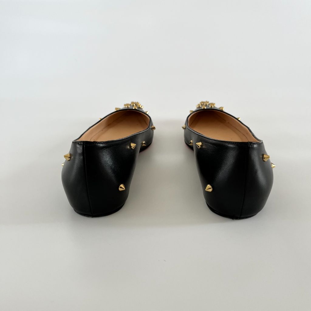 Christian Louboutin black leather spike flats, 38.5 - BOPF | Business of Preloved Fashion