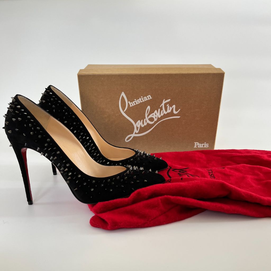 Christian Louboutin Spike Accents Suede Pumps - ShopStyle