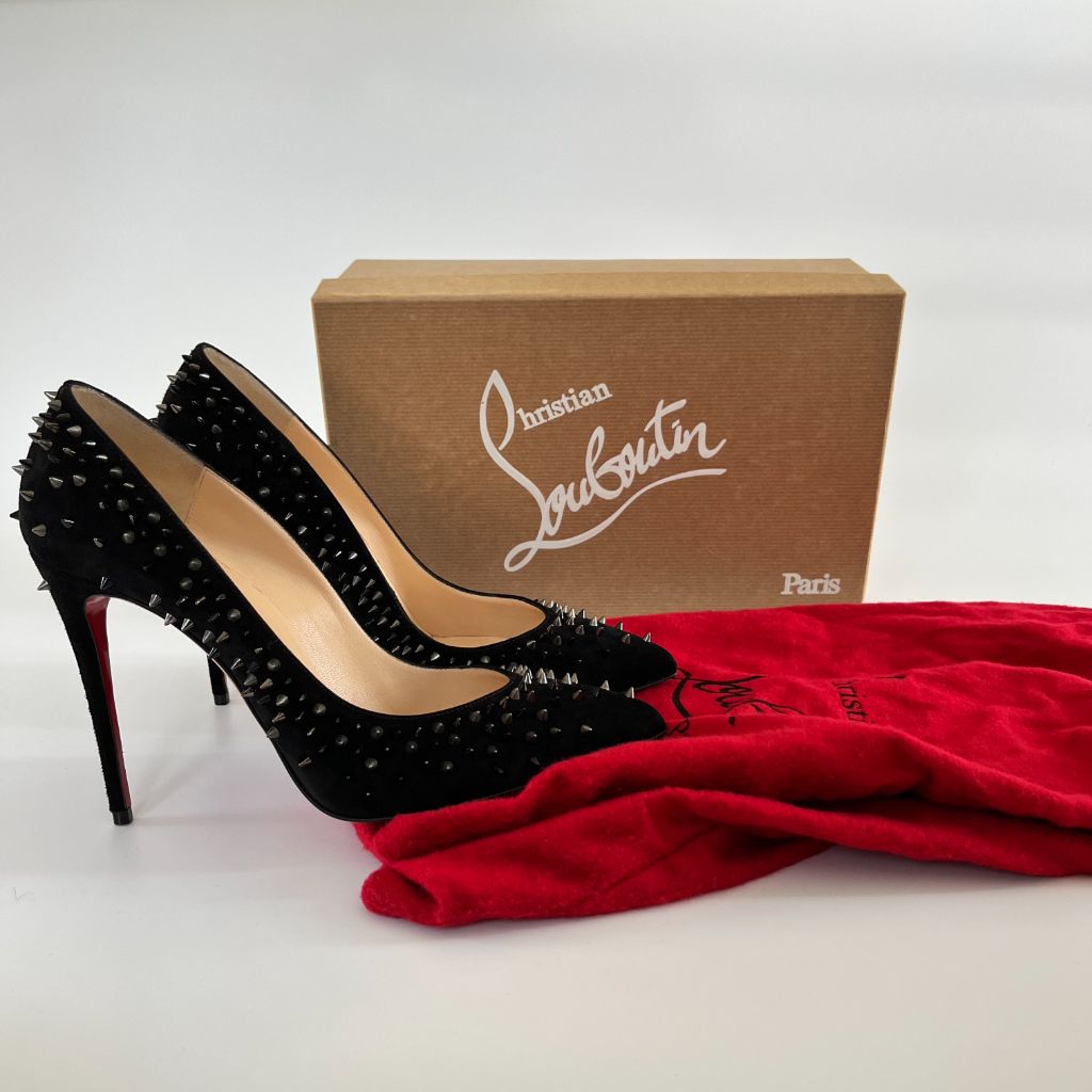 Christian Louboutin Black Suede Spike So Kate Pumps, BOPF