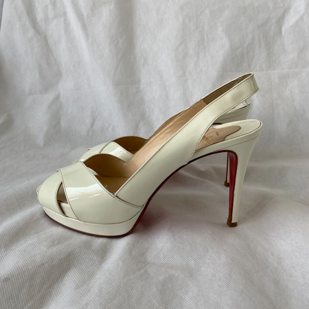 Christian Louboutin Criss-Cross White Leather Sandals, 38 - BOPF | Business of Preloved Fashion