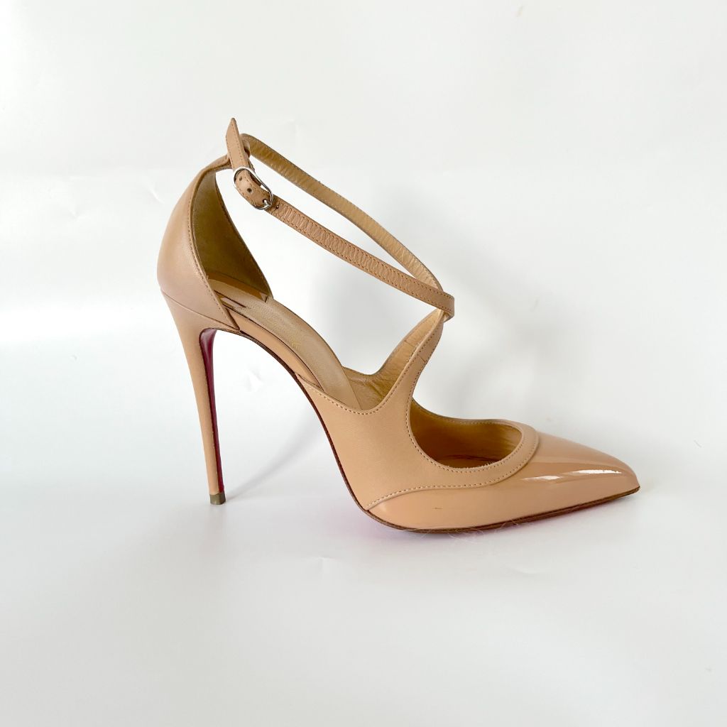 Christian Louboutin nude leather pointed toe pumps , 37 - BOPF | Business of Preloved Fashion