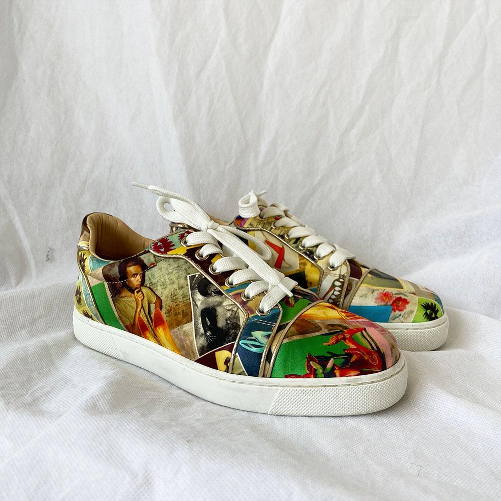 Christian Louboutin Satin Printed Sneakers, 37 - BOPF | Business of Preloved Fashion