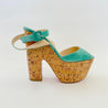 Christian Louboutin Turquoise Suede Peep Toe Cork Wedge Sandals, 38 - BOPF | Business of Preloved Fashion