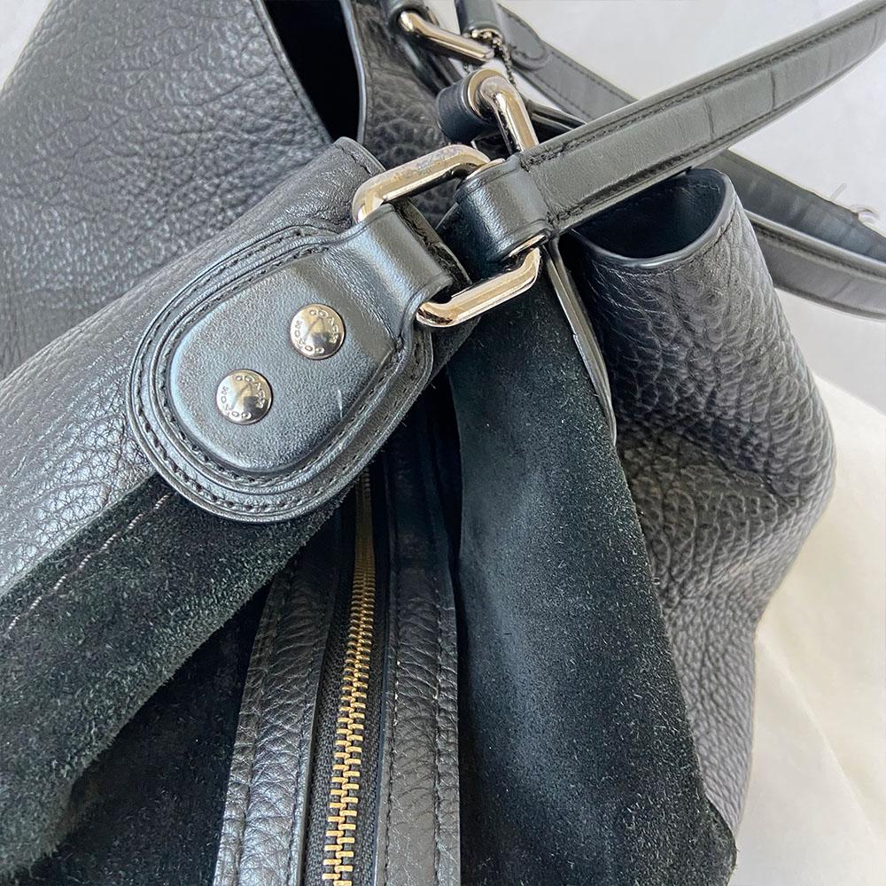 Coach Black Textured Leather and Suede Tote Bag - BOPF | Business of Preloved Fashion