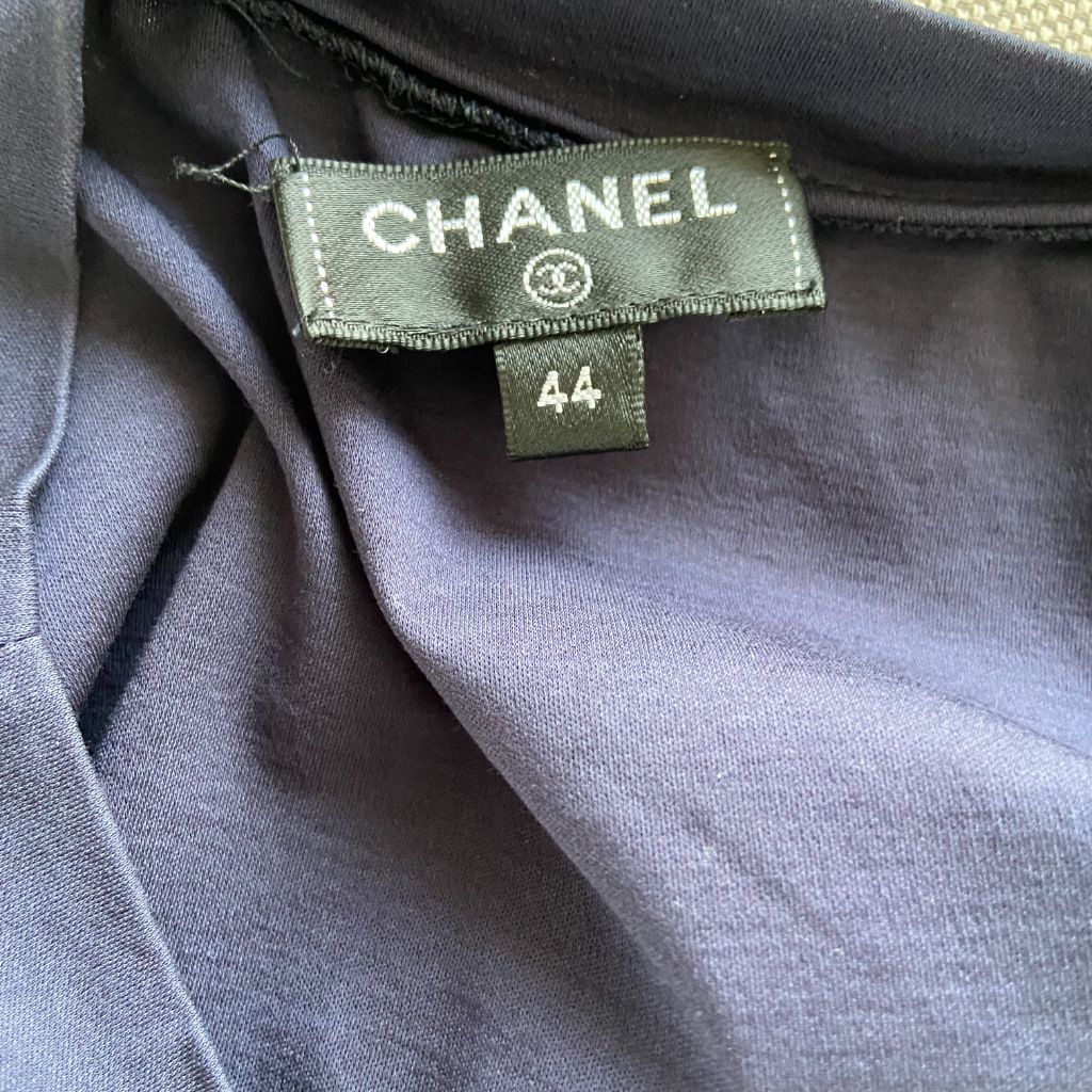 Coco Chanel Gabrielle Velvet Print Dark Blue T-Shirt - BOPF