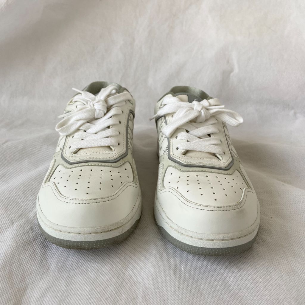 Dior B27 Low-Top White And Grey Smooth Calfskin Sneakers With White Dior Oblique Galaxy Leather, 38.5 - BOPF | Business of Preloved Fashion