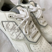 Dior B27 Low-Top White And Grey Smooth Calfskin Sneakers With White Dior Oblique Galaxy Leather, 38.5 - BOPF | Business of Preloved Fashion
