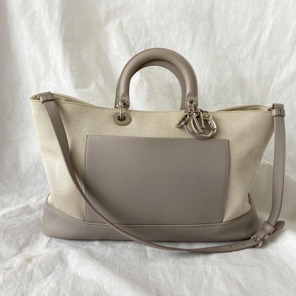 Dior Beige Leather Nappy Diaper Bag BOPF Business of Preloved