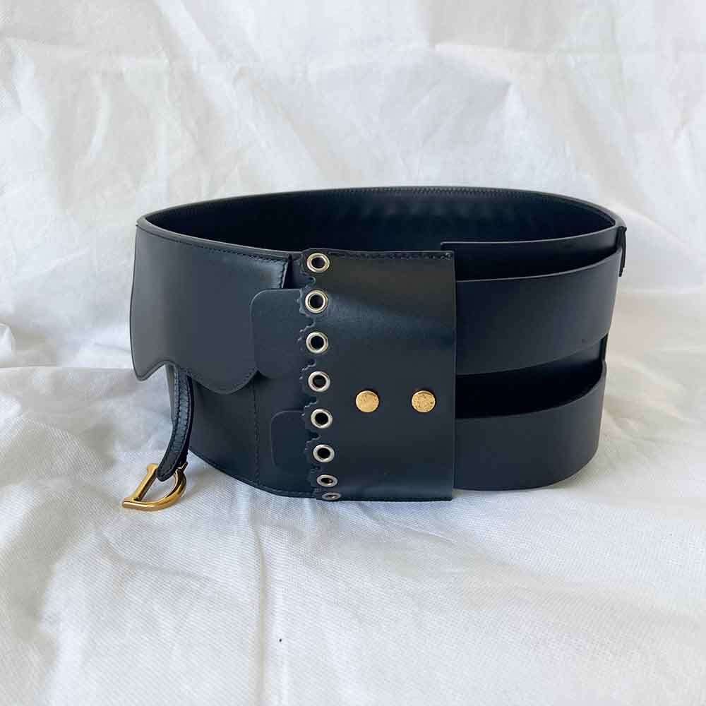 Dior Black Leather Saddle Belt - BOPF | Business of Preloved Fashion