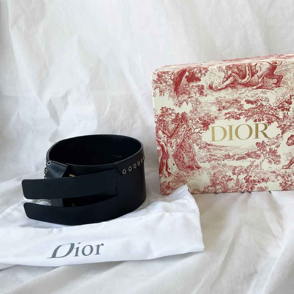 Dior Black Leather Saddle Belt - BOPF | Business of Preloved Fashion